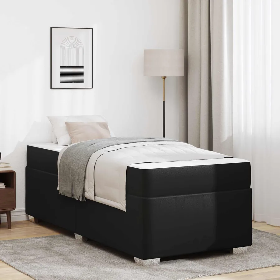 Cadre de lit avec matelas Noir 100 x 200 cm tissu