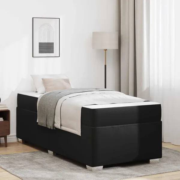 Cadre de lit avec matelas Noir 100 x 200 cm tissu