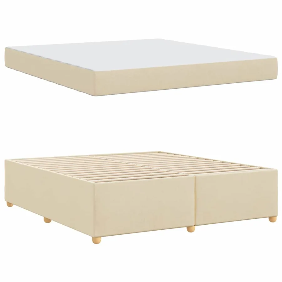 Cadre de lit avec matelas Crème 180 x 200 cm tissu - 4