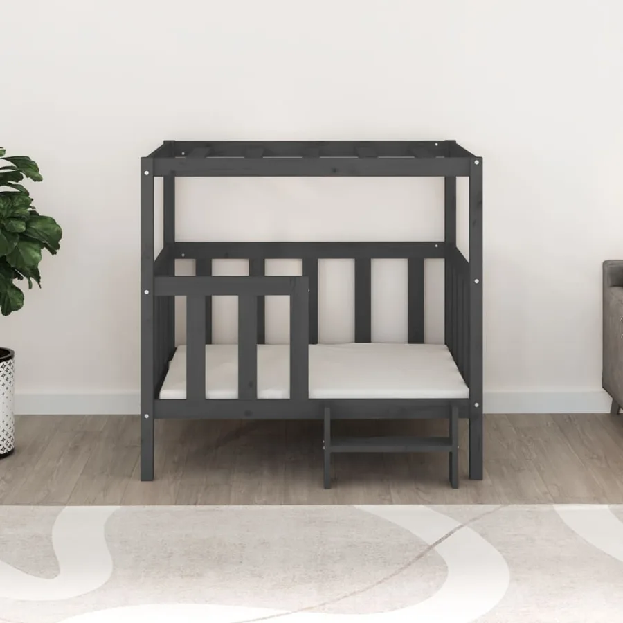 Lit pour chien Gris 105,5x83,5x100 cm Bois de pin solide - 3