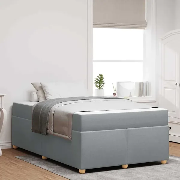 Cadre de lit avec matelas Gris clair 120 x 200 cm tissu