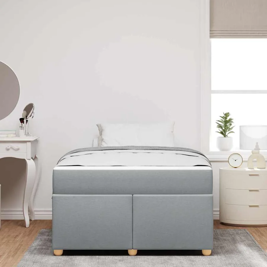 Cadre de lit avec matelas Gris clair 120 x 200 cm tissu - 3