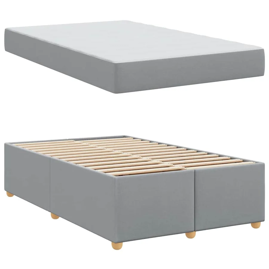 Cadre de lit avec matelas Gris clair 120 x 200 cm tissu - 4