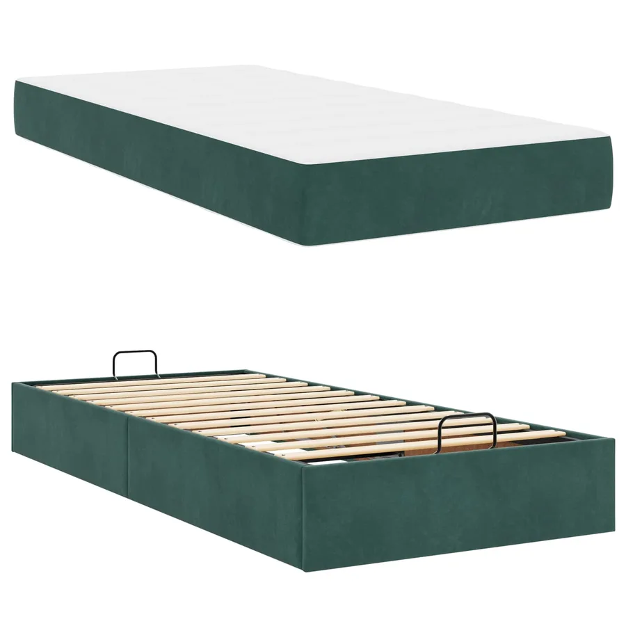 Cadre de lit avec matelas 2 pcs Vert Velours - 5