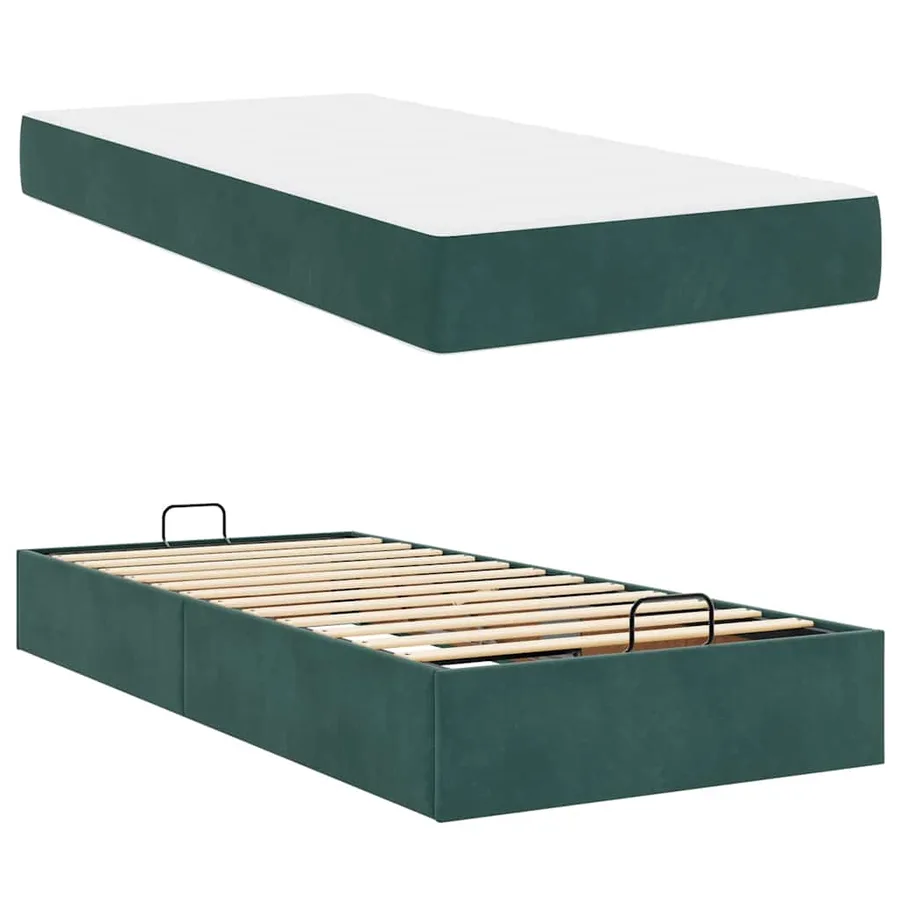 Cadre de lit avec matelas 2 pcs Vert Velours - 6