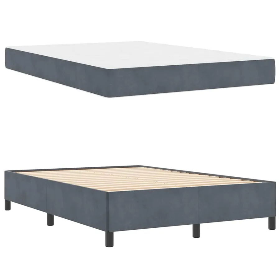 Cadre de lit avec matelas Gris foncé 140 x 200 cm tissu - 6