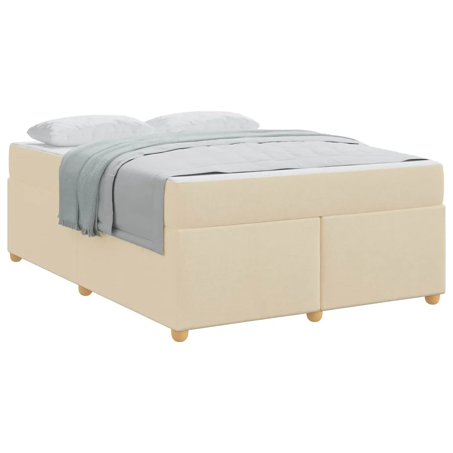 Cadre de lit avec matelas Crème 140 x 200 cm tissu - 2