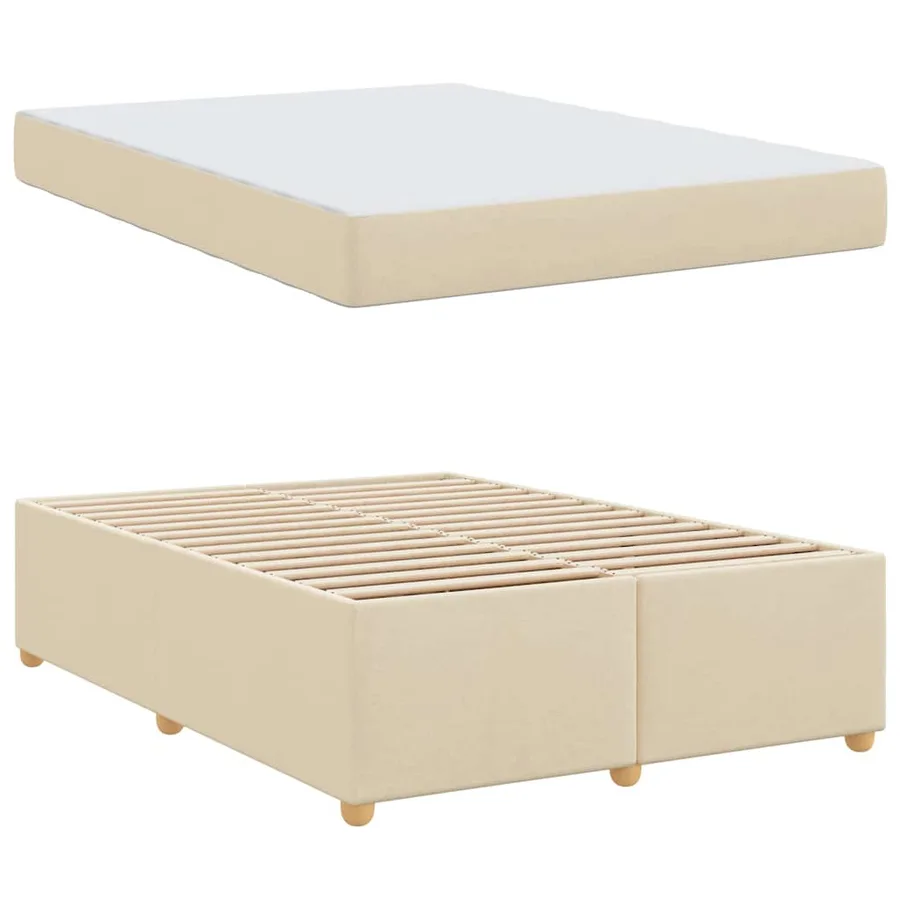 Cadre de lit avec matelas Crème 140 x 200 cm tissu - 4