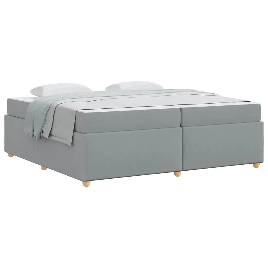 Cadre de lit avec matelas Gris clair 200 x 200 cm tissu - 2