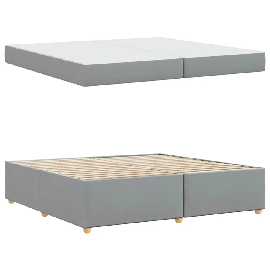 Cadre de lit avec matelas Gris clair 200 x 200 cm tissu - 4