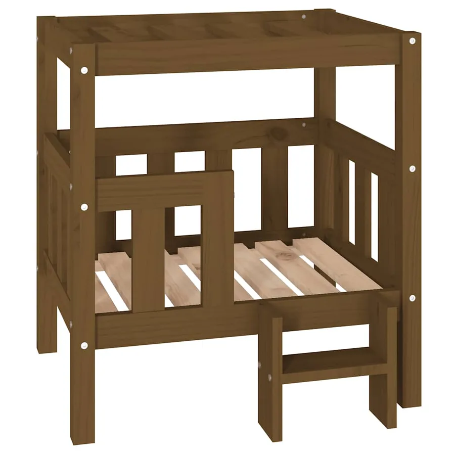 Lit pour chien Marron miel 65,5x50,5x70 cm Bois de pin solide - 2