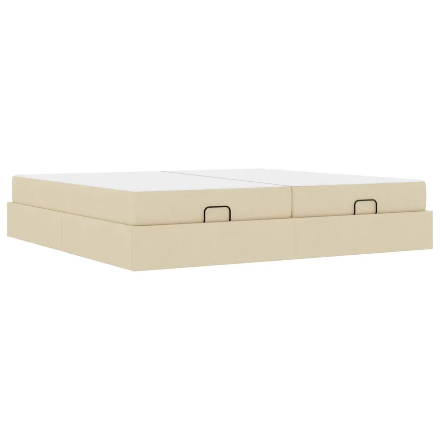 Cadre de lit avec matelas avec matelas 2 pcs Crème tissu - 2