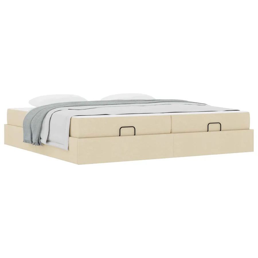 Cadre de lit avec matelas avec matelas 2 pcs Crème tissu - 3