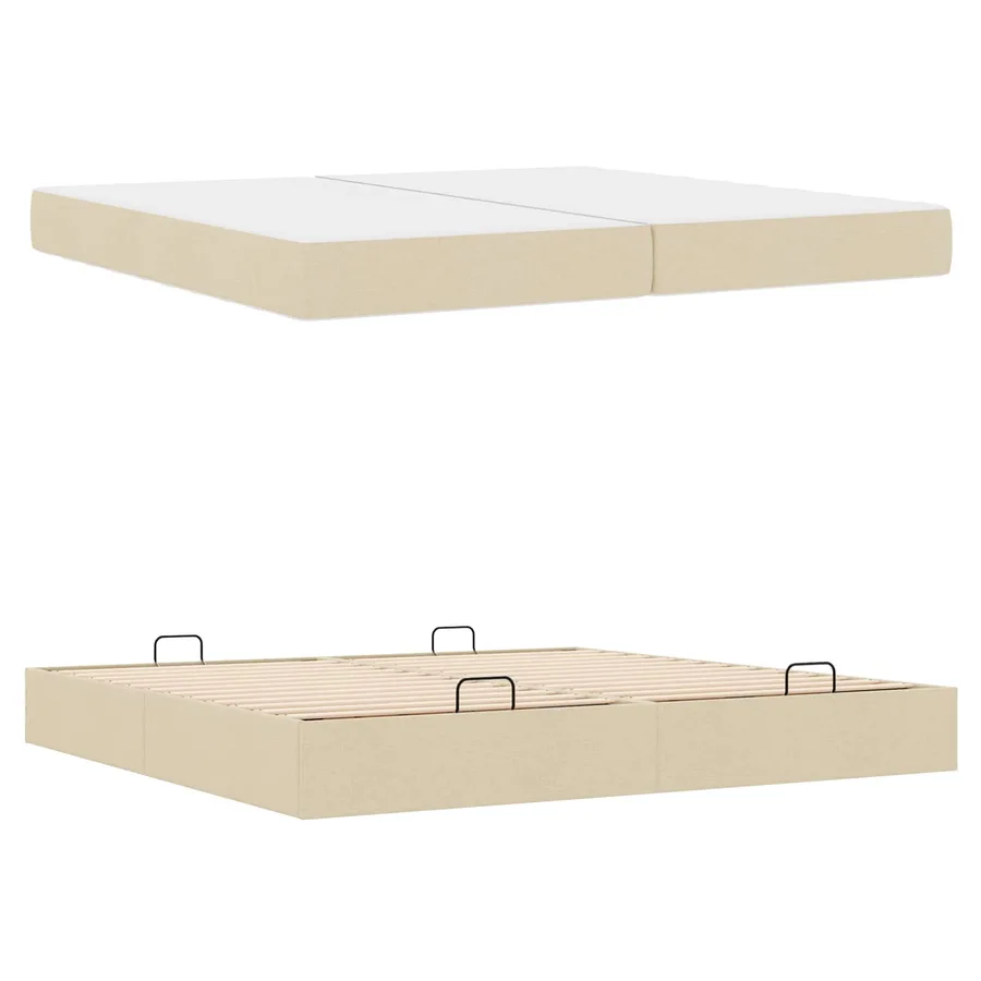 Cadre de lit avec matelas avec matelas 2 pcs Crème tissu - 5