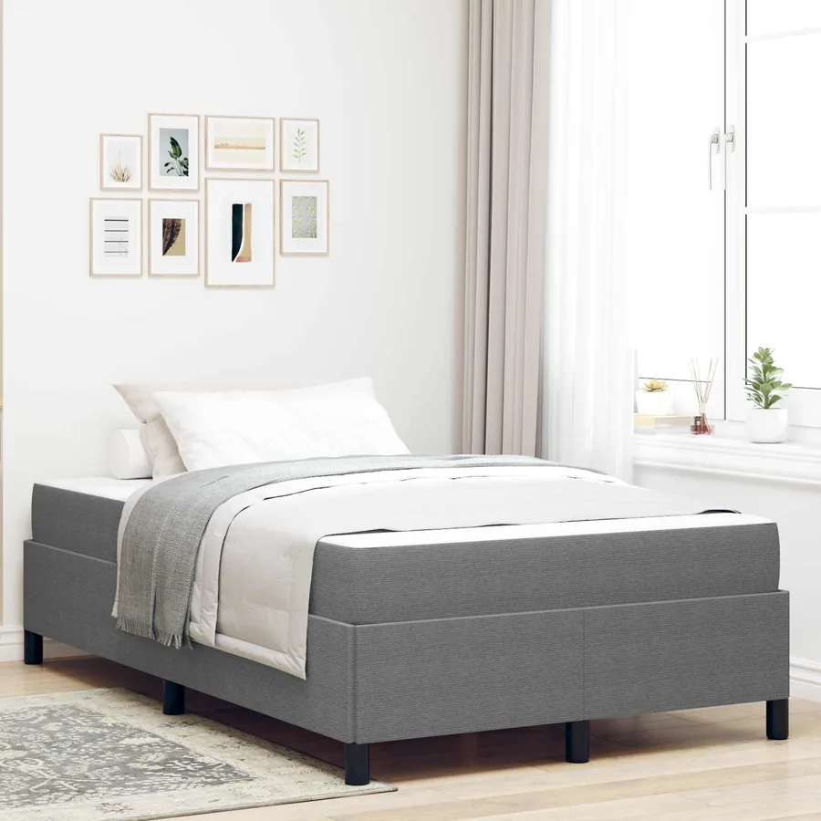Cadre de lit avec matelas Gris clair 120 x 200 cm tissu