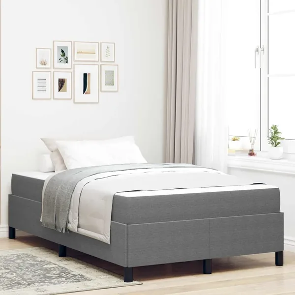 Cadre de lit avec matelas Gris clair 120 x 200 cm tissu