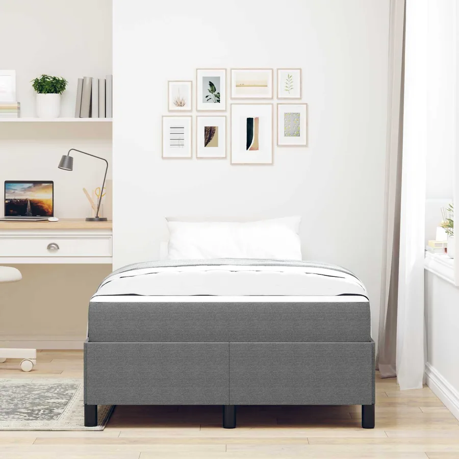 Cadre de lit avec matelas Gris clair 120 x 200 cm tissu - 4