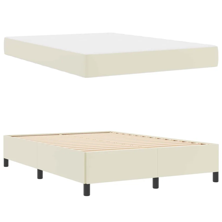 Cadre de lit avec matelas Crème 140 x 200 cm tissu - 5