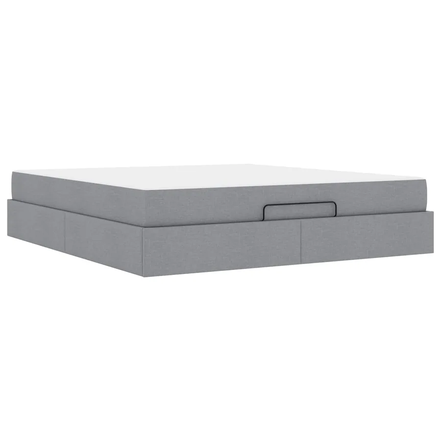 Cadre de lit avec matelas 2 pcs Gris clair tissu - 2