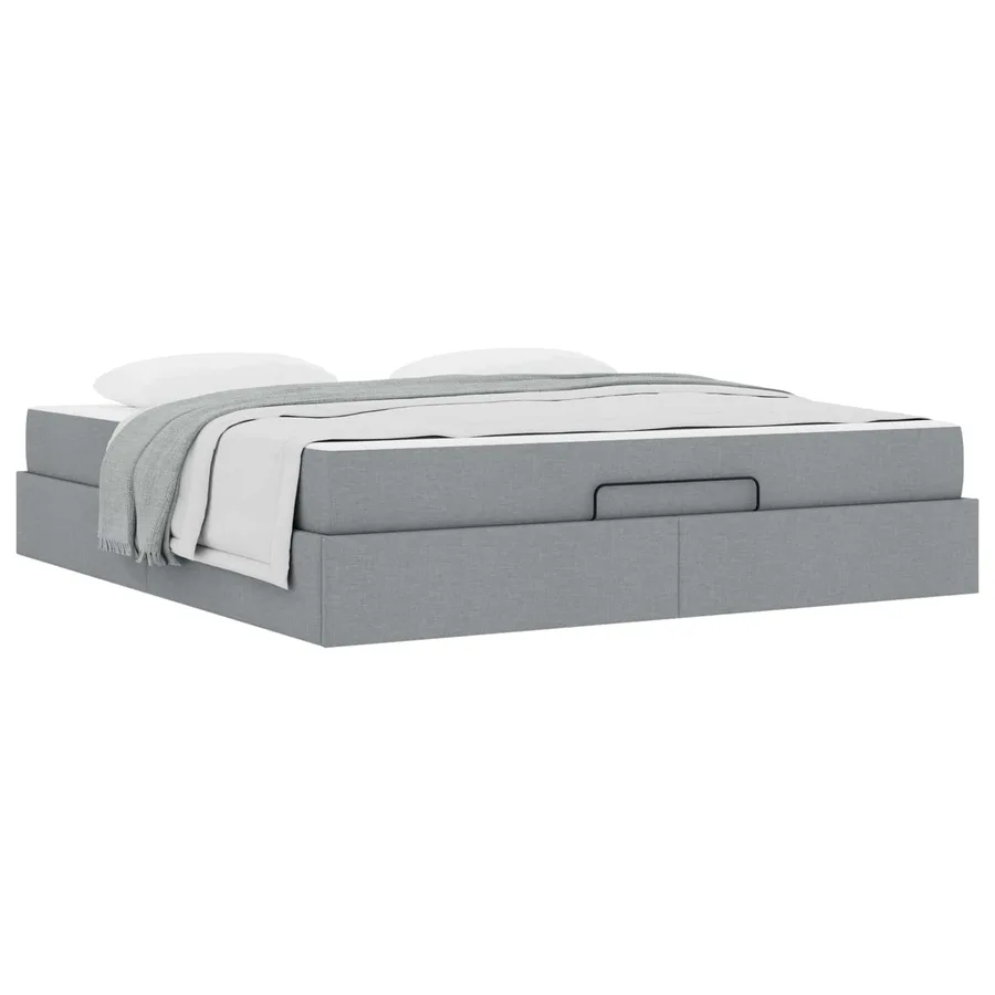 Cadre de lit avec matelas 2 pcs Gris clair tissu - 3