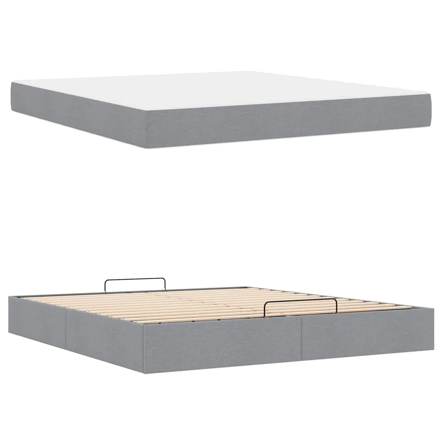 Cadre de lit avec matelas 2 pcs Gris clair tissu - 5