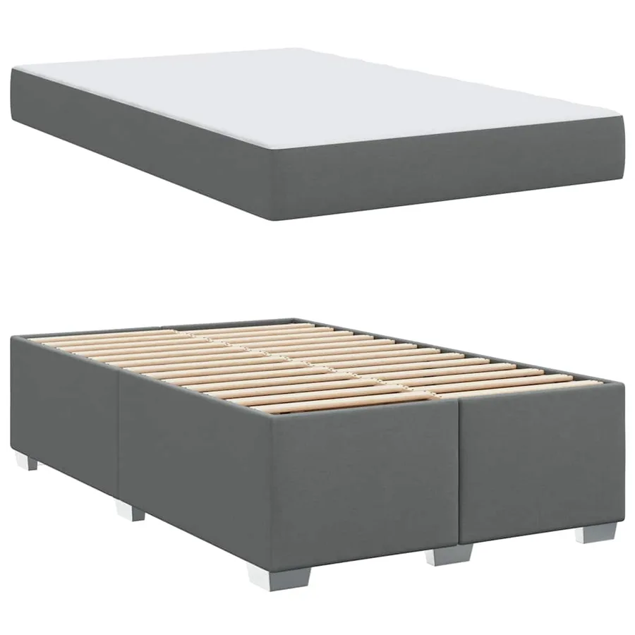 Cadre de lit avec matelas Gris foncé 120 x 200 cm tissu - 4
