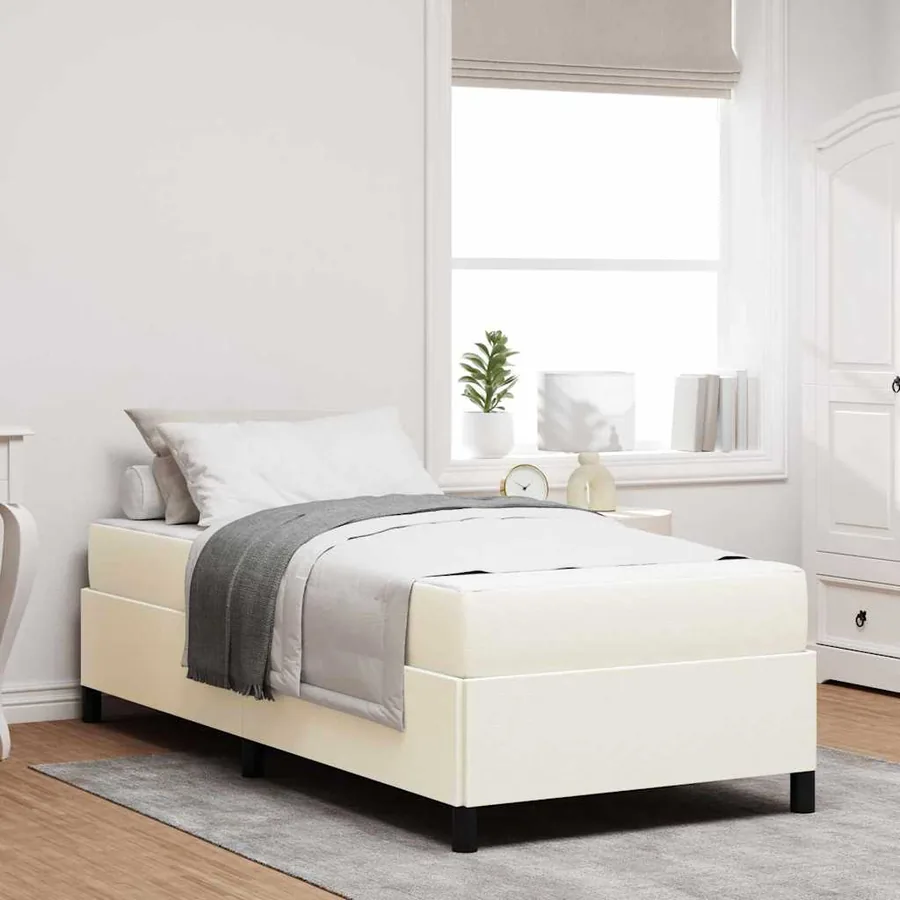 Cadre de lit avec matelas Crème 80 x 200 cm tissu