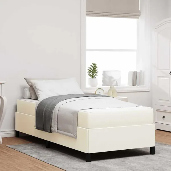 Cadre de lit avec matelas Crème 80 x 200 cm tissu