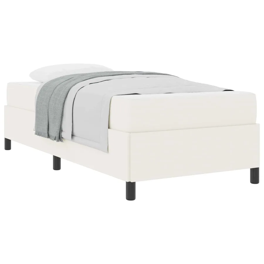 Cadre de lit avec matelas Crème 80 x 200 cm tissu - 2