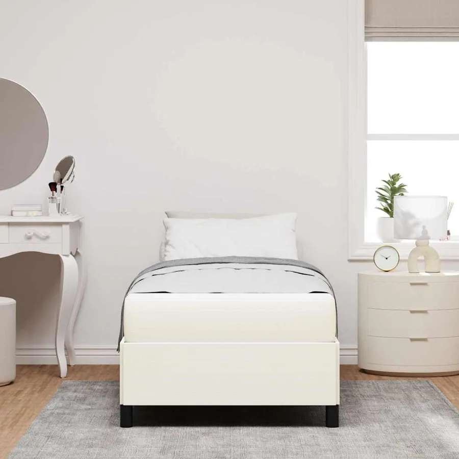 Cadre de lit avec matelas Crème 80 x 200 cm tissu - 3