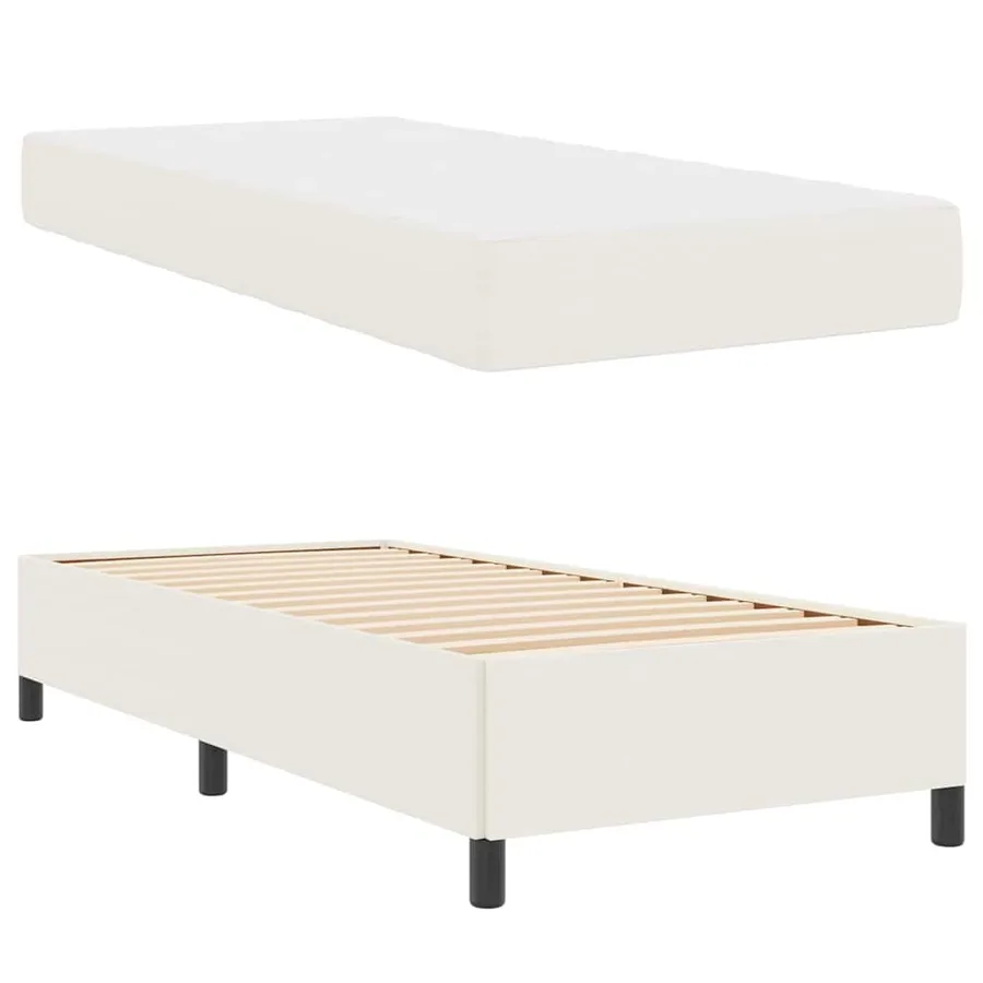Cadre de lit avec matelas Crème 80 x 200 cm tissu - 4