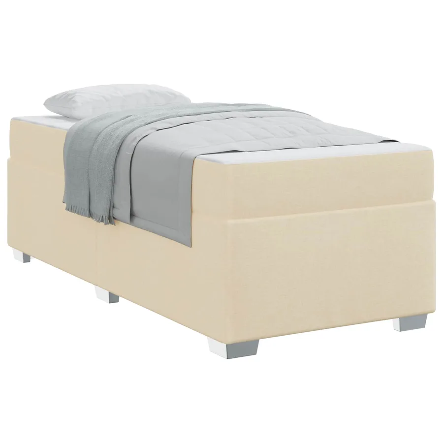 Cadre de lit avec matelas Crème 90 x 190 cm tissu - 3