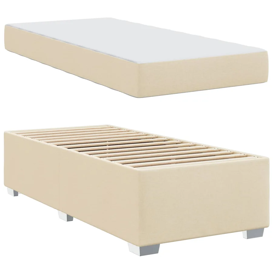 Cadre de lit avec matelas Crème 90 x 190 cm tissu - 5