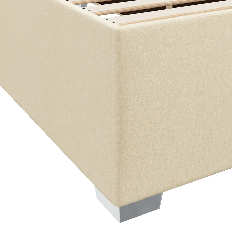 Cadre de lit avec matelas Crème 90 x 190 cm tissu - 9