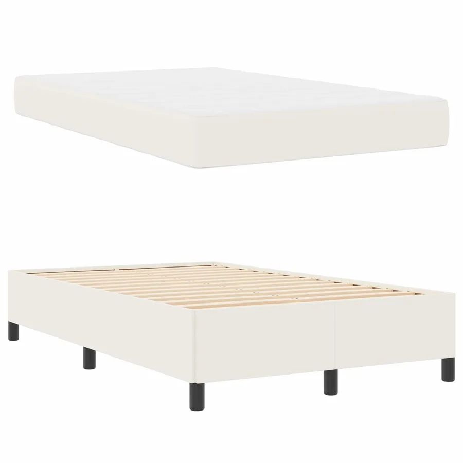Cadre de lit avec matelas Crème 120 x 200 cm tissu - 3