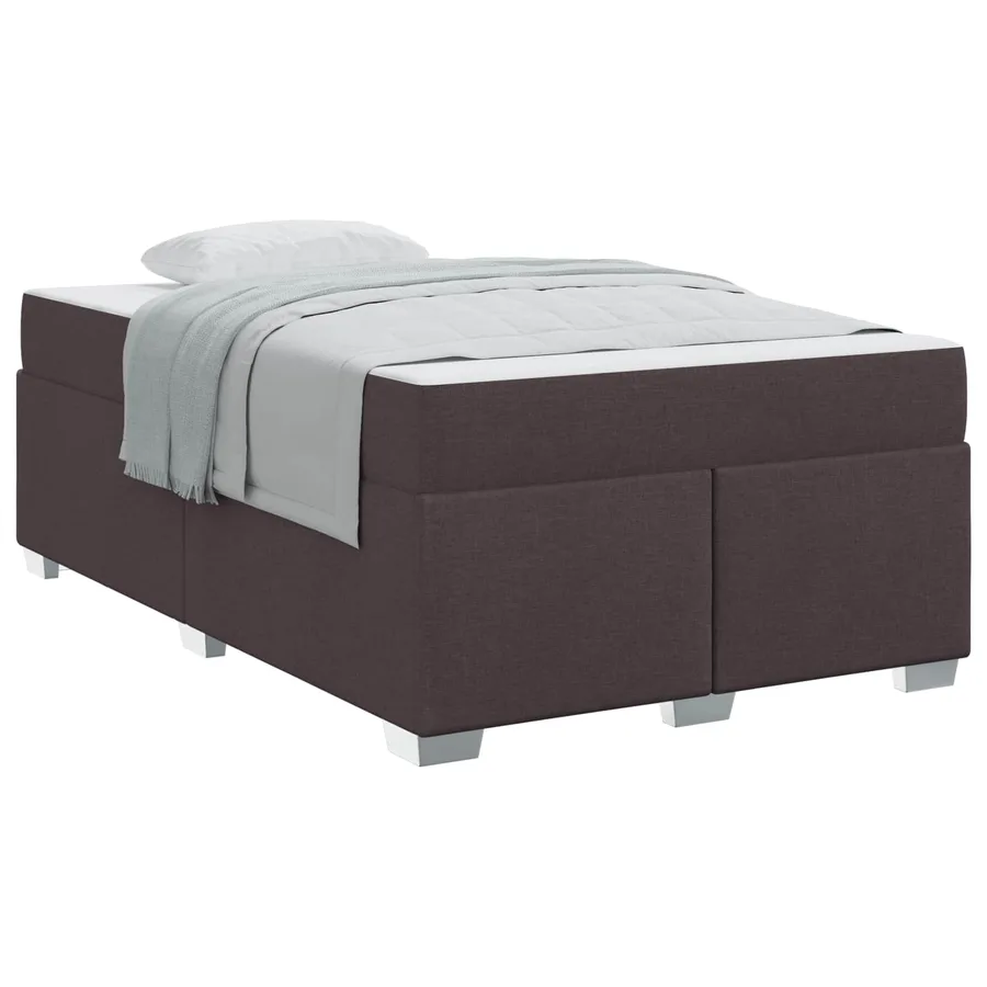 Cadre de lit avec matelas Marron foncé 120 x 200 cm tissu - 2
