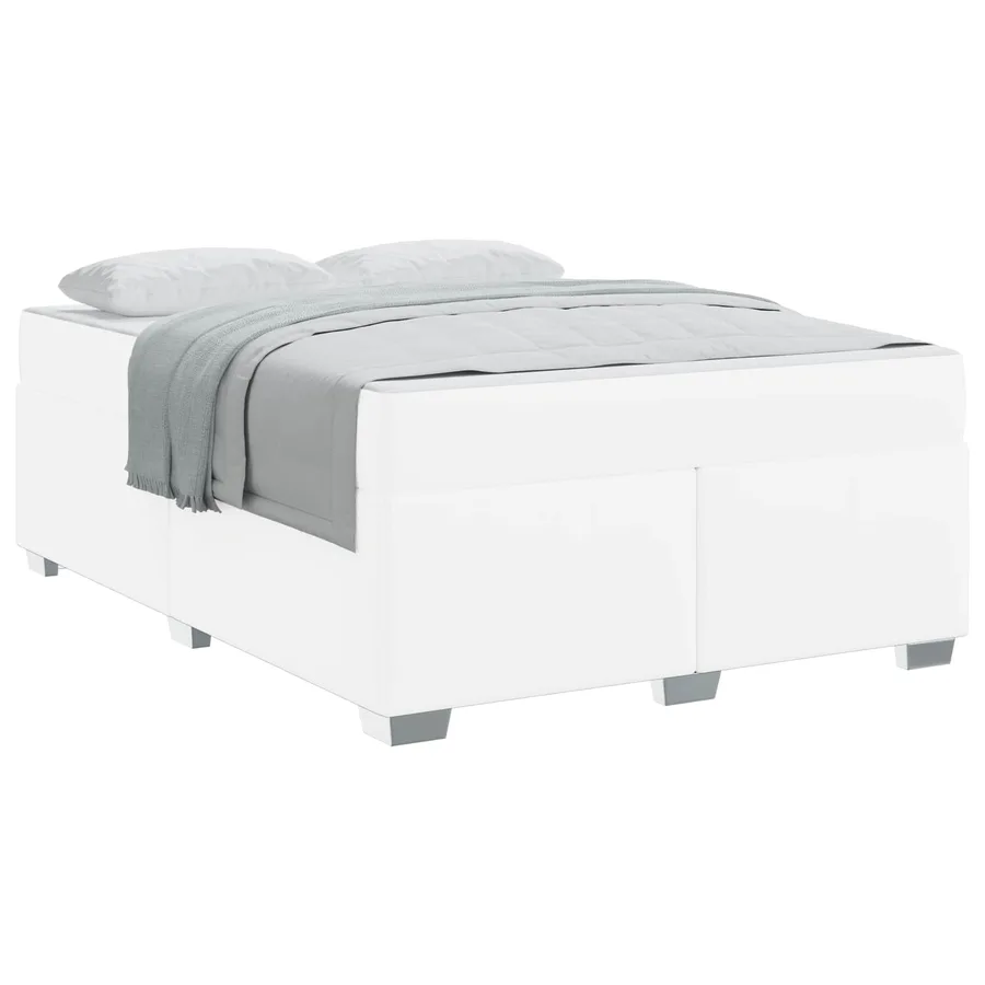 Cadre de lit avec matelas Blanc 140 x 200 cm tissu - 2