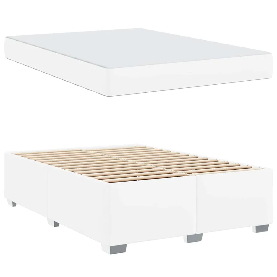 Cadre de lit avec matelas Blanc 140 x 200 cm tissu - 4