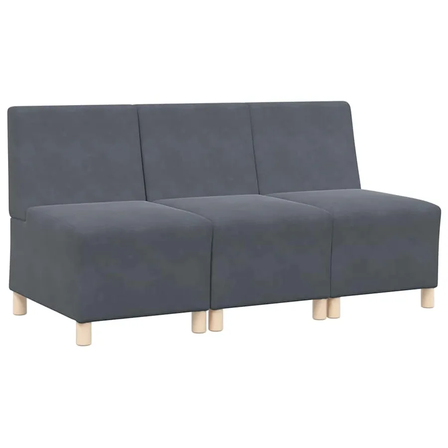 Unité de Sofa Modulaire Sans Accoudoirs 3 pcs Gris foncé - 2
