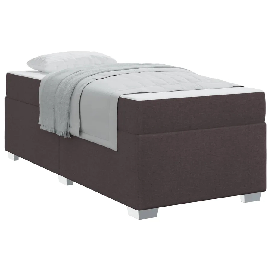 Cadre de lit avec matelas Marron foncé 90 x 190 cm tissu - 2