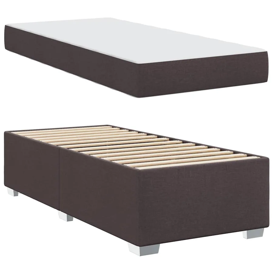 Cadre de lit avec matelas Marron foncé 90 x 190 cm tissu - 4