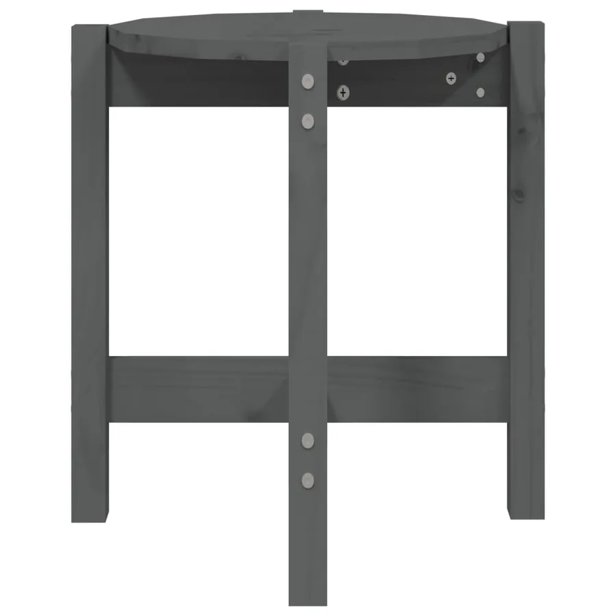 Table basse Gris Ø 42,5x45 cm Bois massif de pin - 6
