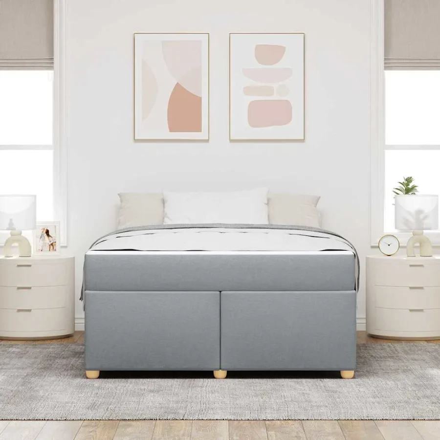 Cadre de lit avec matelas Gris clair 160 x 200 cm tissu - 3