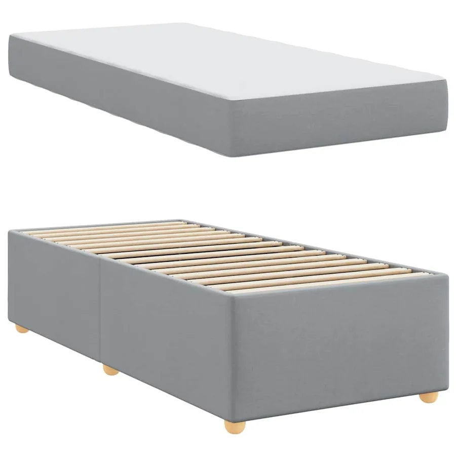 Cadre de lit avec matelas Gris clair 90 x 200 cm tissu - 4