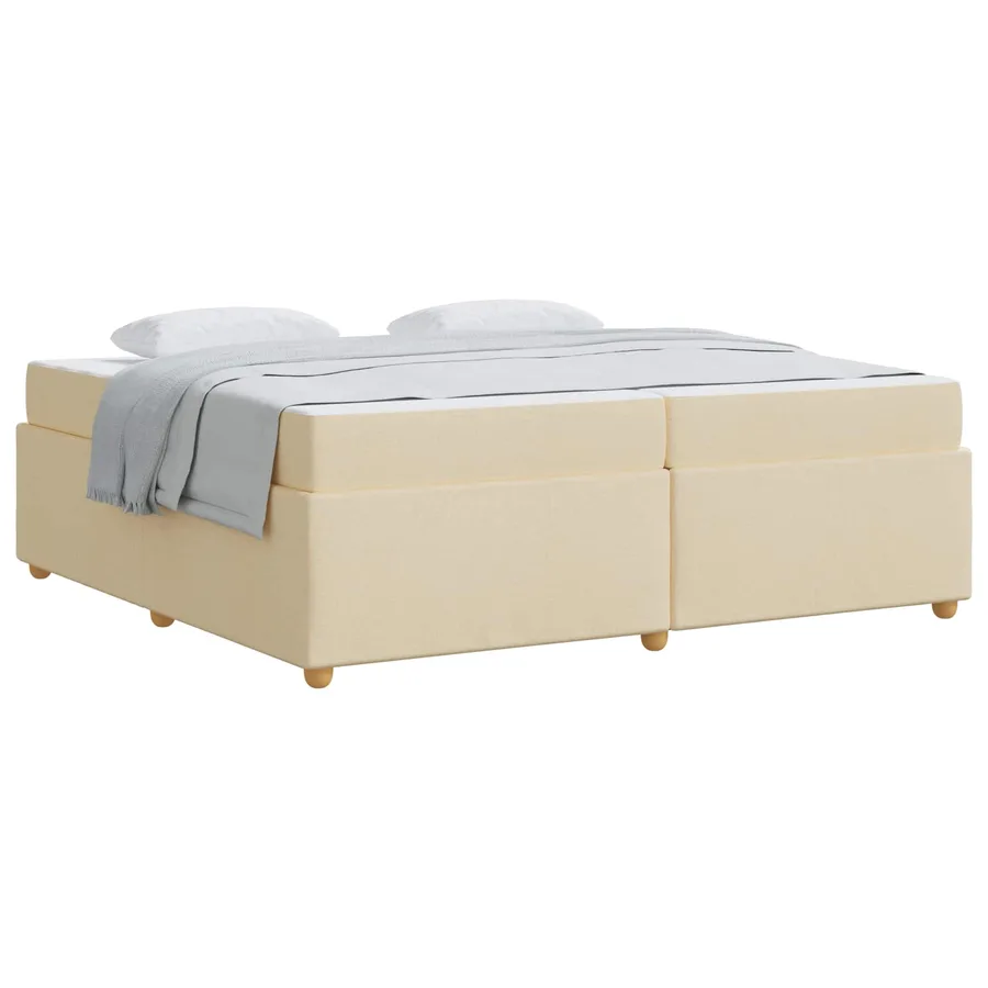 Cadre de lit avec matelas Crème 200 x 200 cm tissu - 2