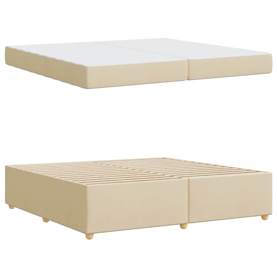 Cadre de lit avec matelas Crème 200 x 200 cm tissu - 4