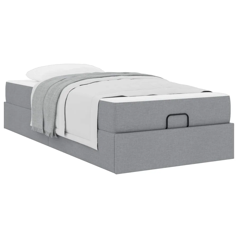 Cadre de lit avec matelas 2 pcs Gris clair tissu - 3