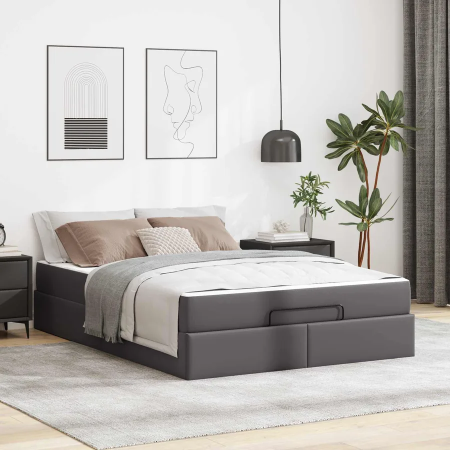 Cadre de lit avec matelas Autre 2 pcs Gris PVC