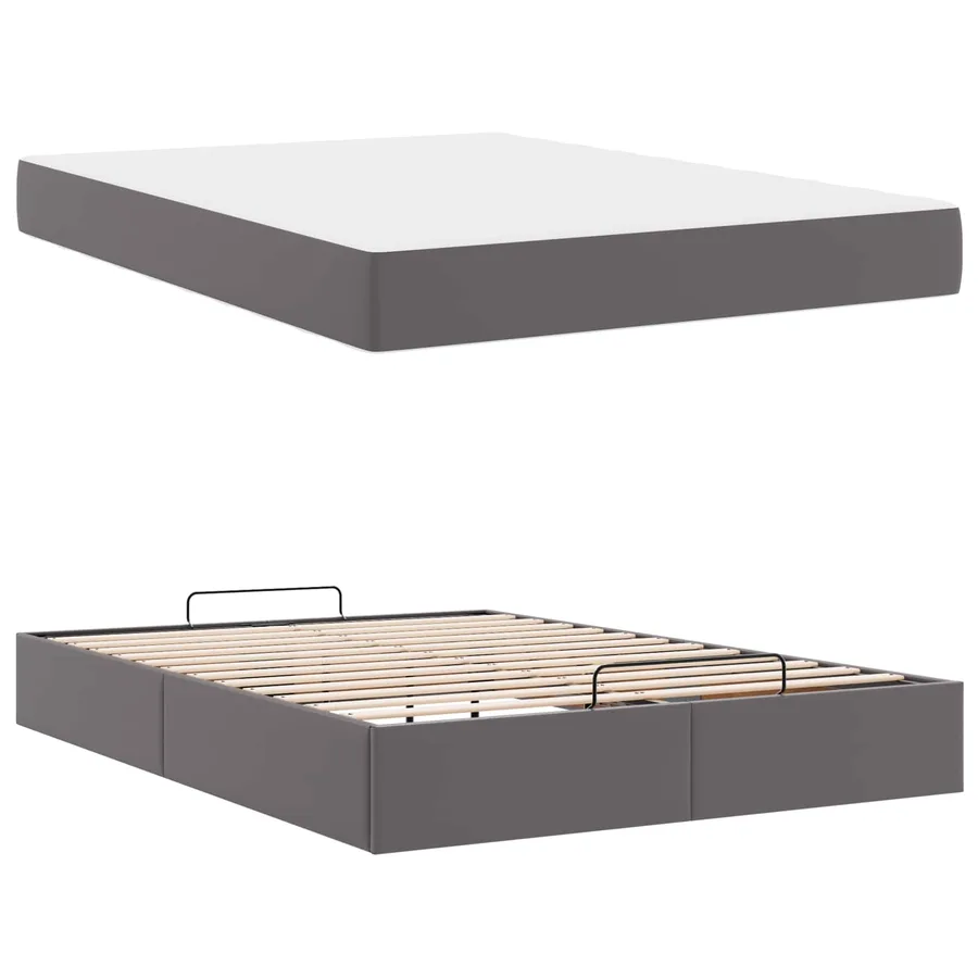 Cadre de lit avec matelas Autre 2 pcs Gris PVC - 5