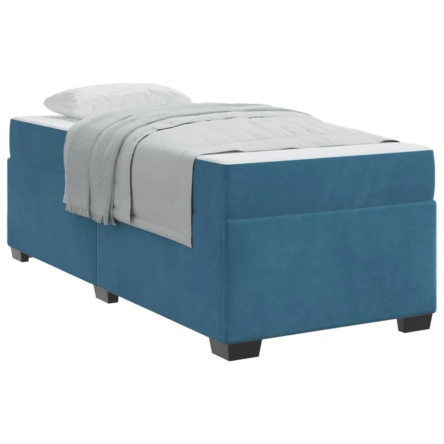 Cadre de lit avec matelas Bleu 80 x 200 cm tissu - 2
